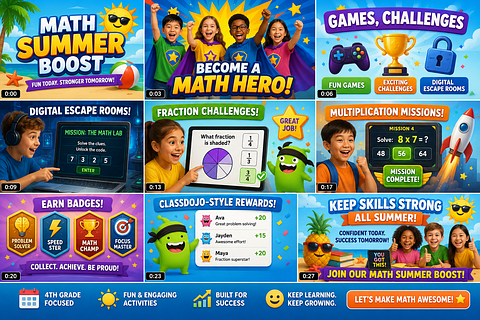 Fourth Grade Summer Boost Math Review! Fractions, Word Problems, Division Got it