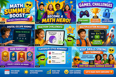 Fourth Grade Summer Boost Math Review! Fractions, Word Problems, Division Got it