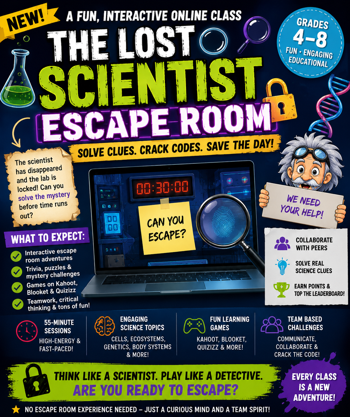 Science Escape Room Club: Mysteries, Codes & Challenges